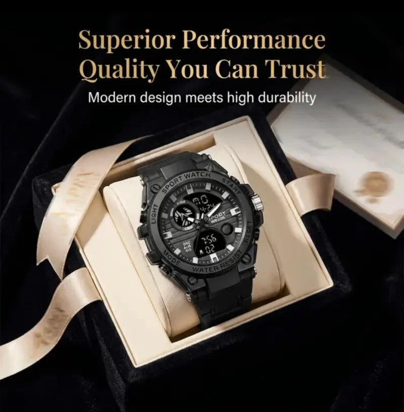 Reloj Deportivo Dual-Display Negro
