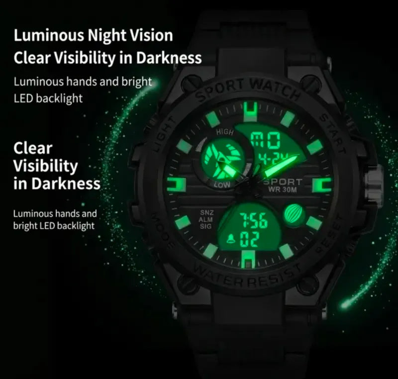 Reloj Deportivo Dual-Display Negro