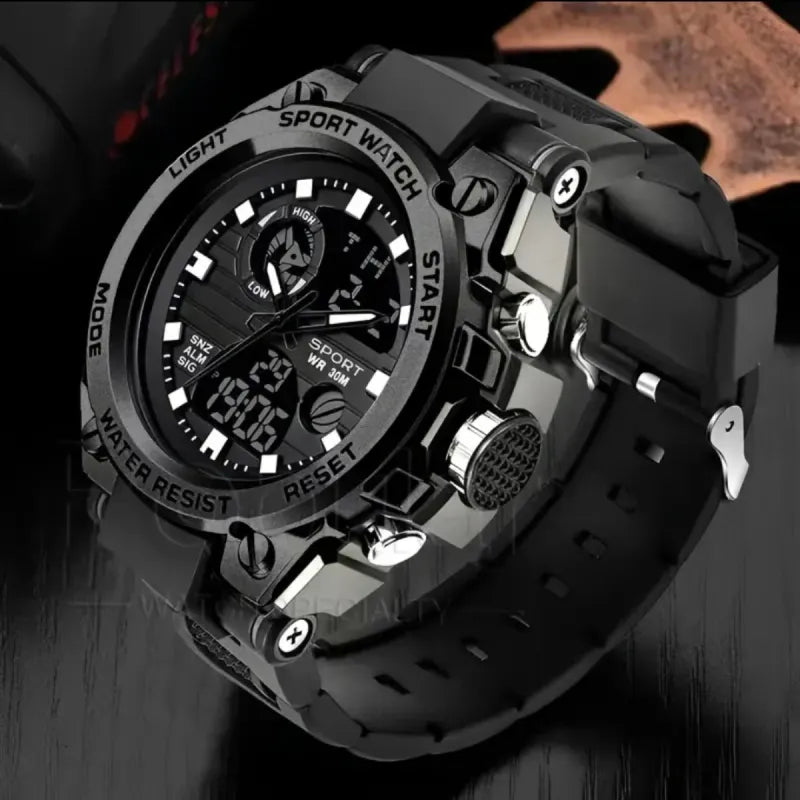 Reloj Deportivo Dual-Display Negro