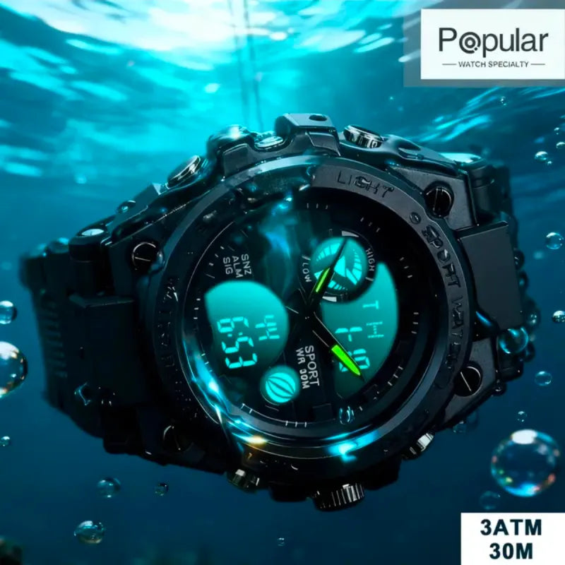 Reloj Deportivo Dual-Display Negro