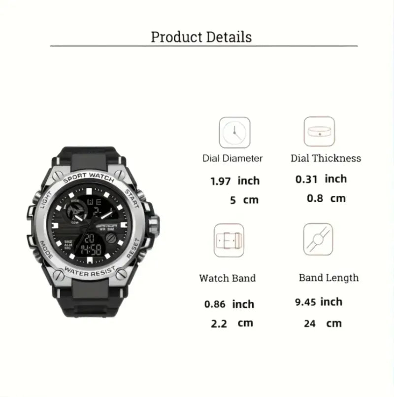 Reloj Deportivo Dual-Display Negro