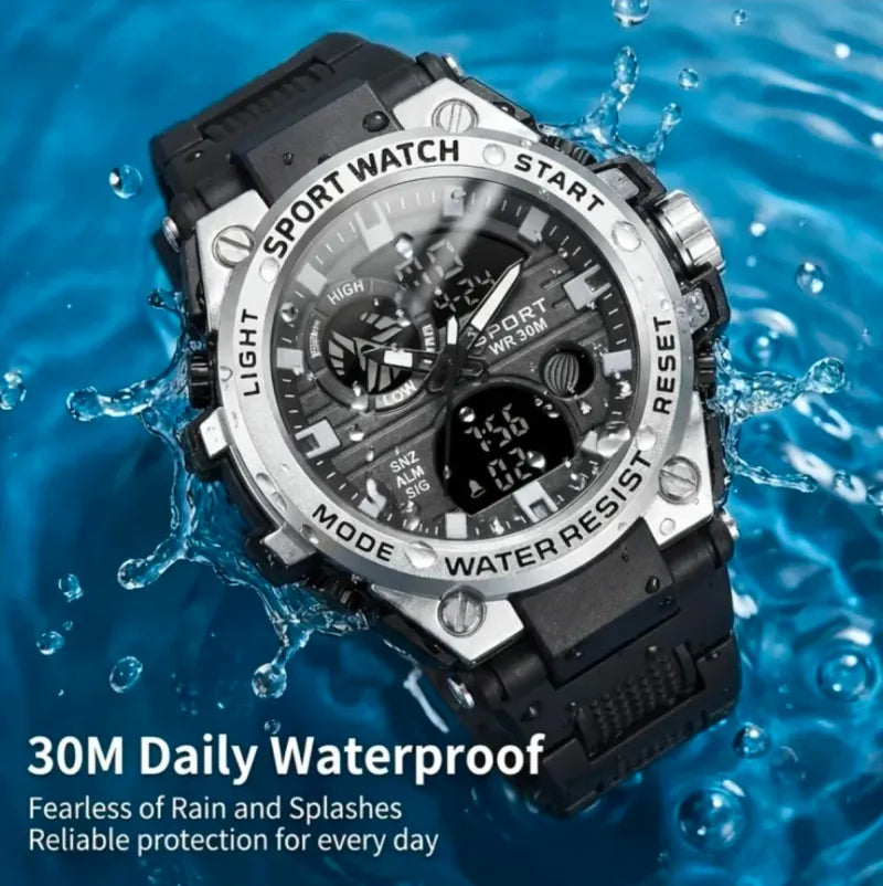 Reloj Deportivo Dual-Display Negro