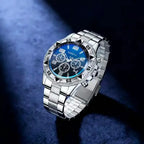 Reloj Geneva Analógico Elegante Hombr Azul ó Plata