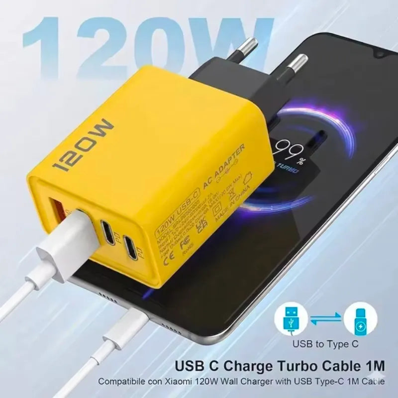 Cargador Ultra 120W 4 Puertos USB y Tipo C