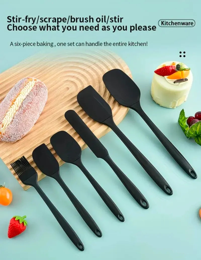 Juego 6 Utensilios Cocina Silicona Negro