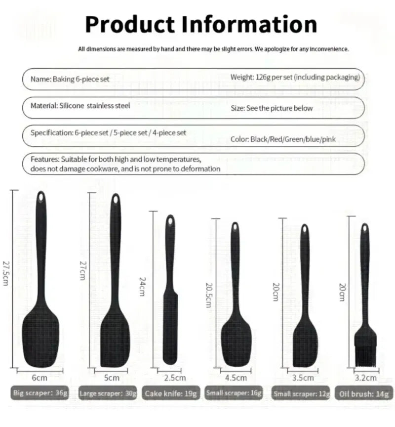 Juego 6 Utensilios Cocina Silicona Negro