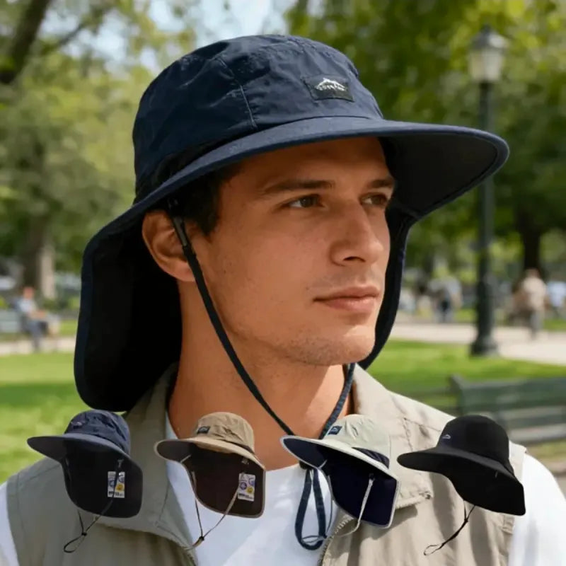 Sombrero Sol Protección Cuello Negro