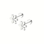 Aretes Flor Acero Inoxidable Plata Pequeños