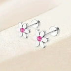 Aretes Flor Acero Inoxidable Plata Pequeños