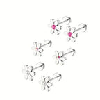 Aretes Flor Acero Inoxidable Plata Pequeños