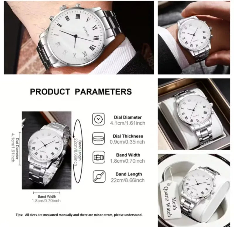 Reloj Cuarzo Elegante Hombre Plata/Blanco