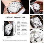 Reloj Cuarzo Elegante Hombre Plata/Blanco
