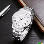 Reloj Cuarzo Elegante Hombre Plata/Blanco