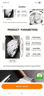 Reloj Cuarzo Elegante Hombre Plata/Blanco