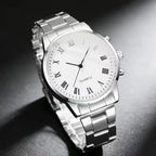 Reloj Cuarzo Elegante Hombre Plata/Blanco