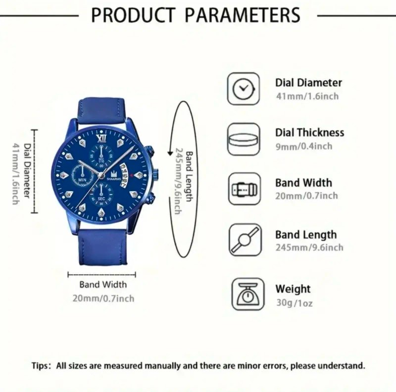 Set 3 Piezas Reloj Azul y Pulseras