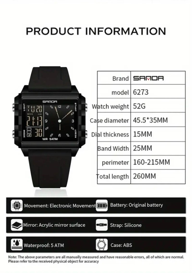 Reloj SANDA Deportivo Unisex Negro