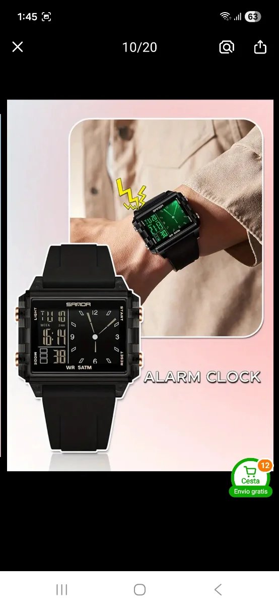 Reloj SANDA Deportivo Unisex Negro
