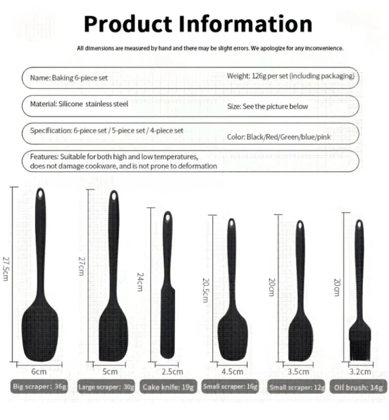 Set 6 Utensilios Cocina Silicona Variedad Colores
