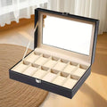 Caja Organizadora 12 Relojes Negra y Beige
