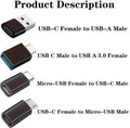 Pack 8 Adaptadores USB C y Micro USB,  USB A