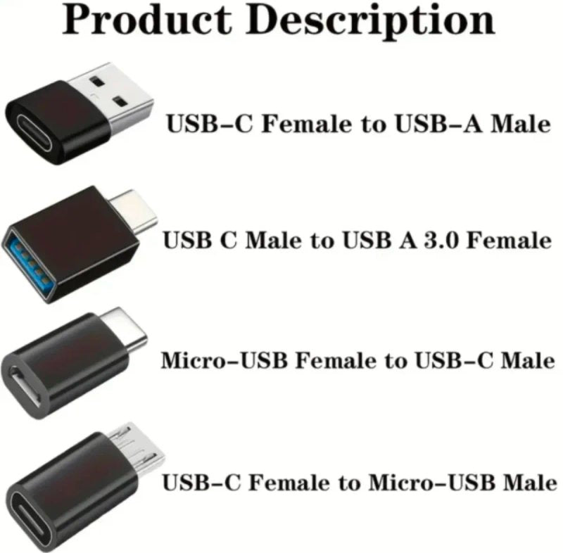 Pack 8 Adaptadores USB C y Micro USB,  USB A