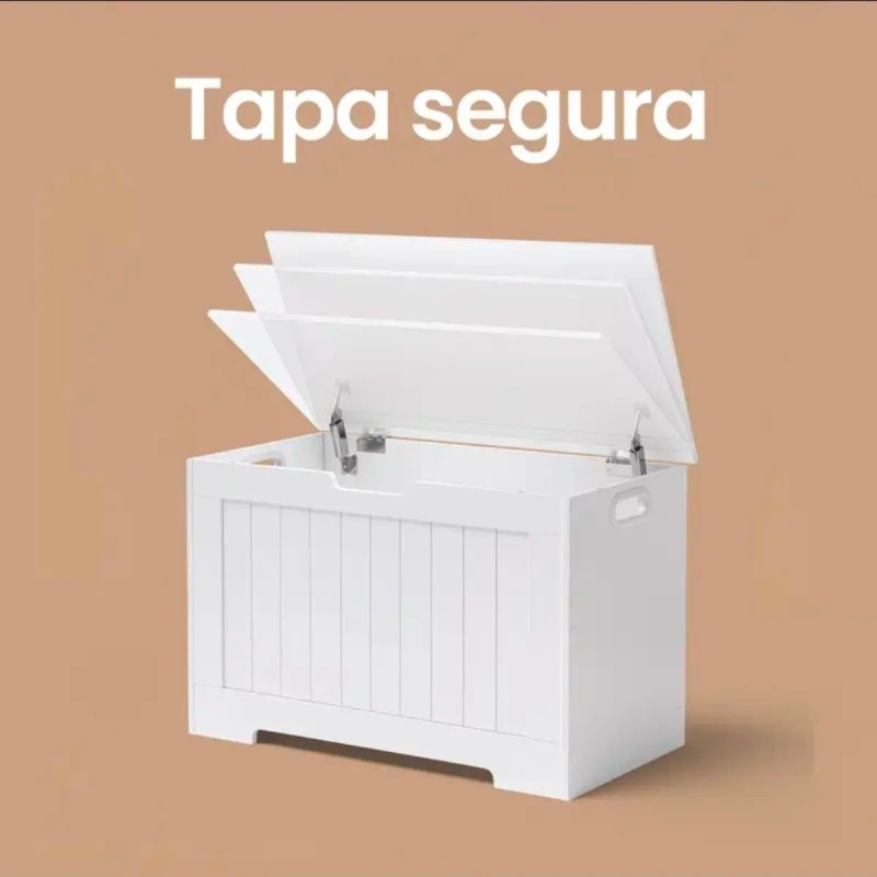 Baúl Blanco Madera con 2 Bisagras Seguridad