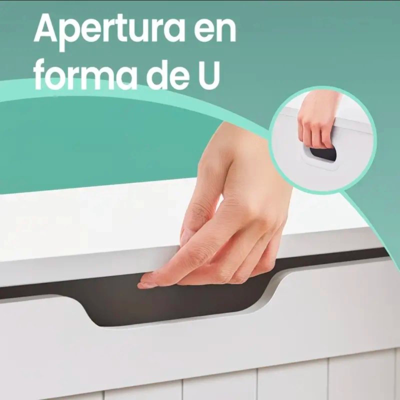 Baúl Blanco Madera con 2 Bisagras Seguridad