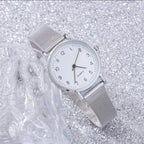 Reloj de pulsera plateado para mujer