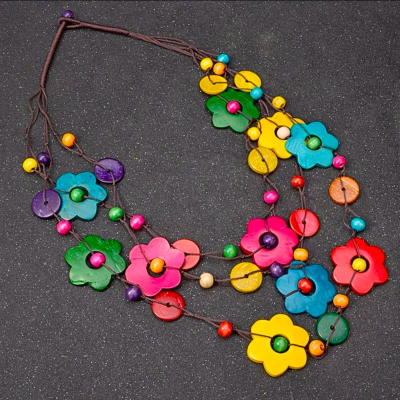 Collar Flores Madera Multicolor
