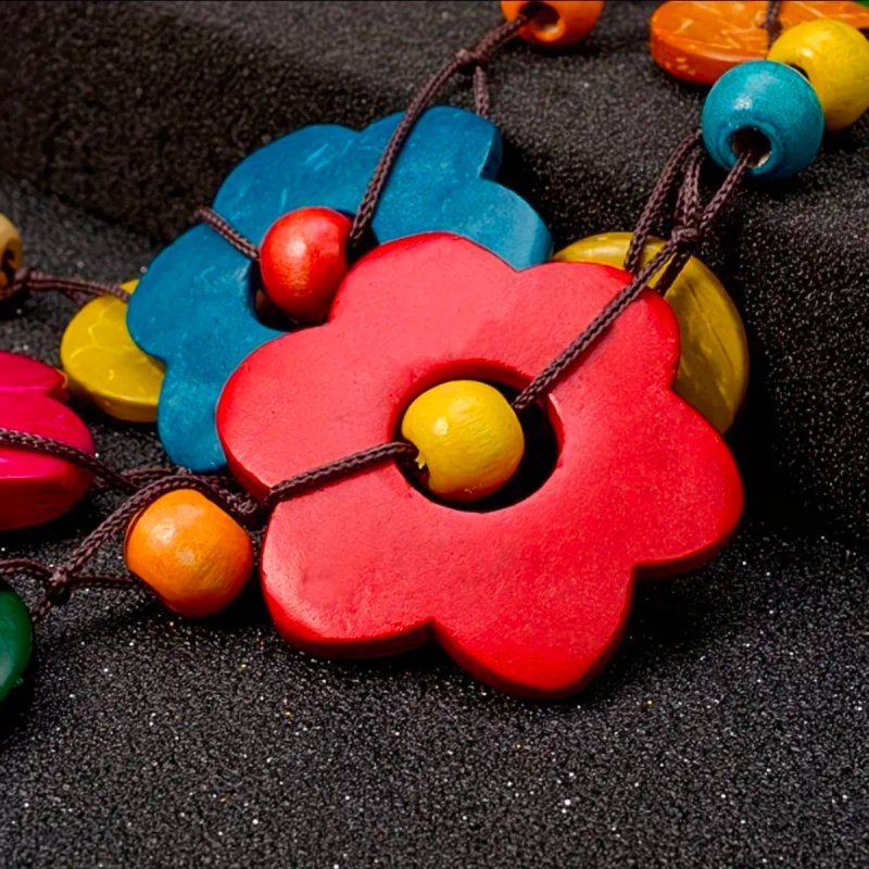 Collar Flores Madera Multicolor