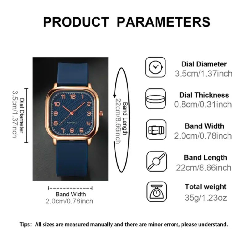 Reloj Cuadrado Mujer Azul y Dorado