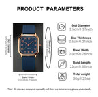 Reloj Cuadrado Mujer Azul y Dorado