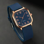 Reloj Cuadrado Mujer Azul y Dorado