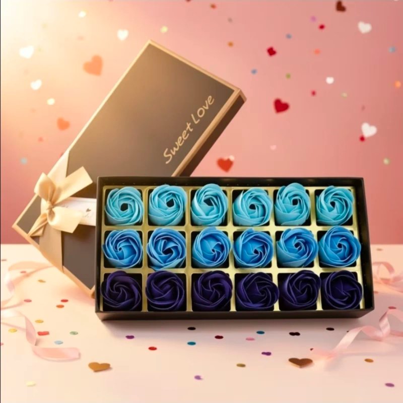 Caja de Regalo de  18 Hermosas Rosas Artificiales