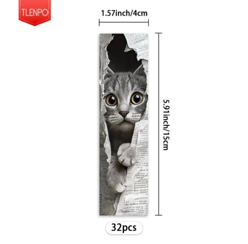32 Marcadores Gato para Libros
