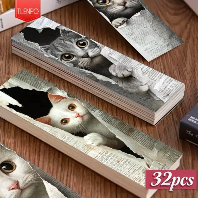 32 Marcadores Gato para Libros