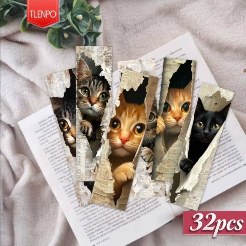 32 Marcadores Gato para Libros