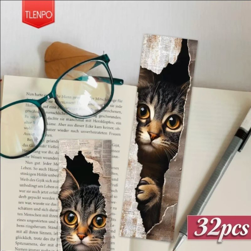 32 Marcadores Gato para Libros