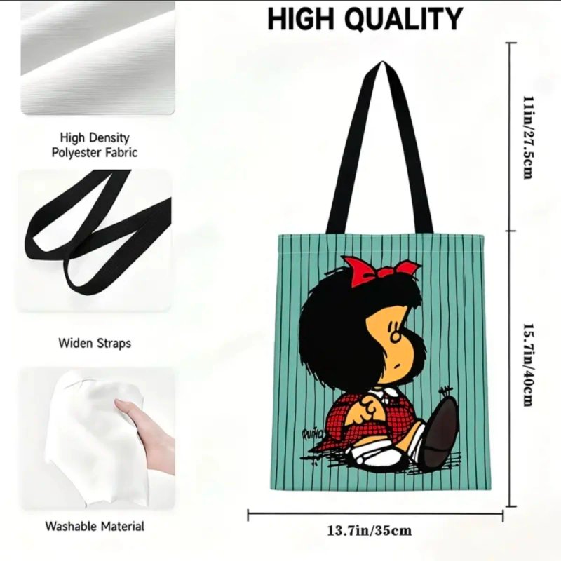 Bolsa Tela Diseño Mafalda Reutilizable en 2 modelo