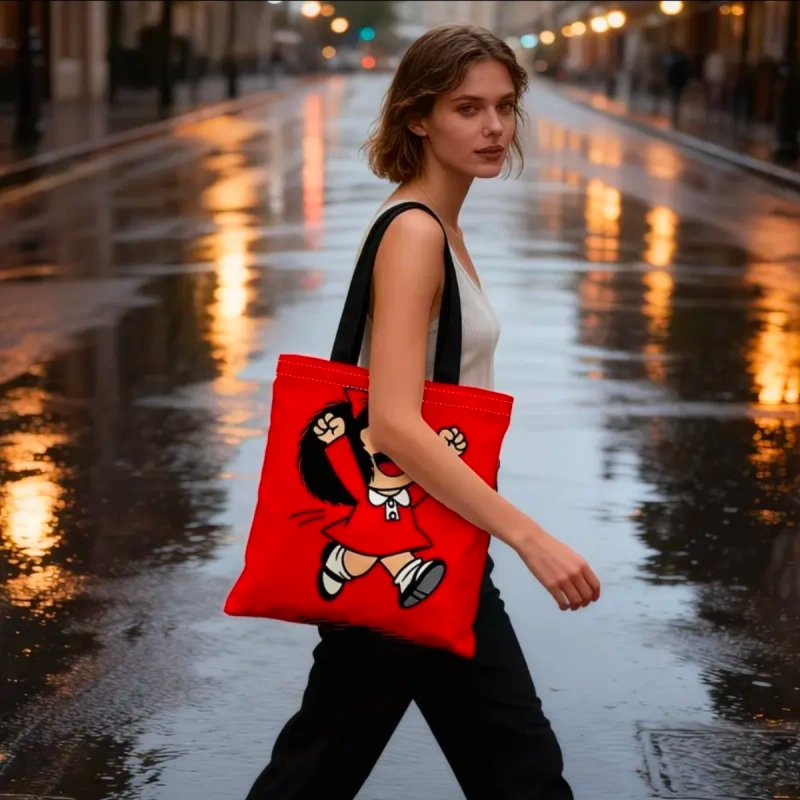 Bolsa Tela Diseño Mafalda Reutilizable en 2 modelo