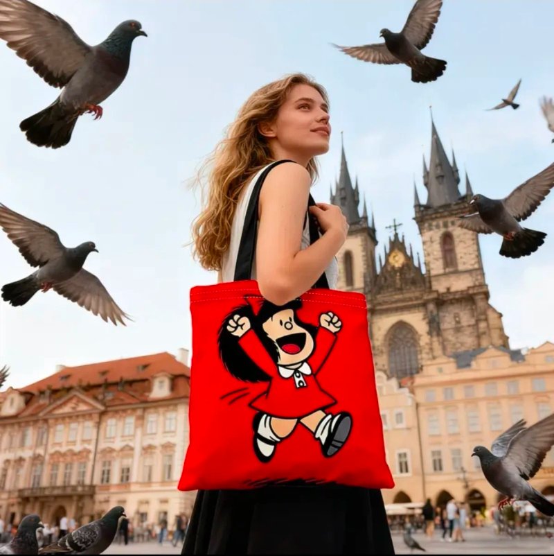 Bolsa Tela Diseño Mafalda Reutilizable en 2 modelo
