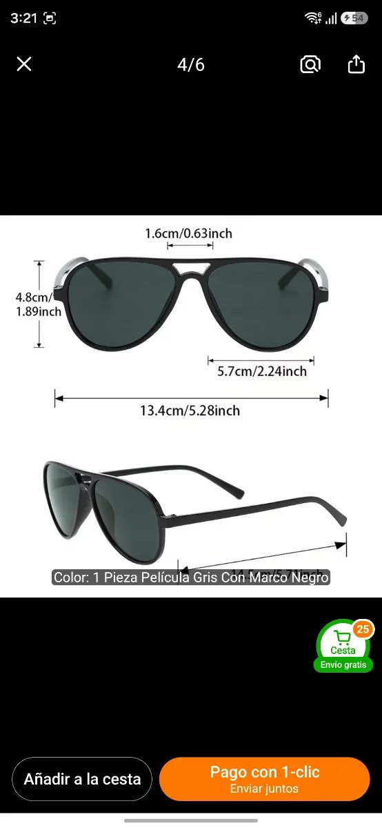 Gafas de Sol Unisex Elegantes Tipo Aviador Cat.3