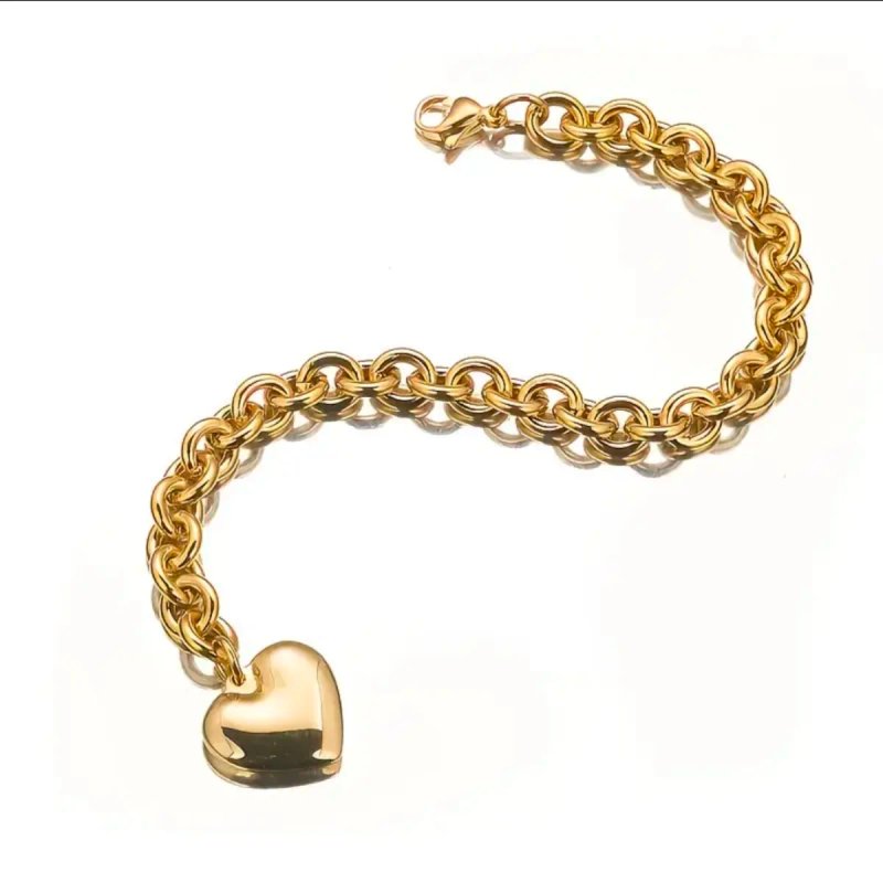 Pulsera Acero Dorado Corazón