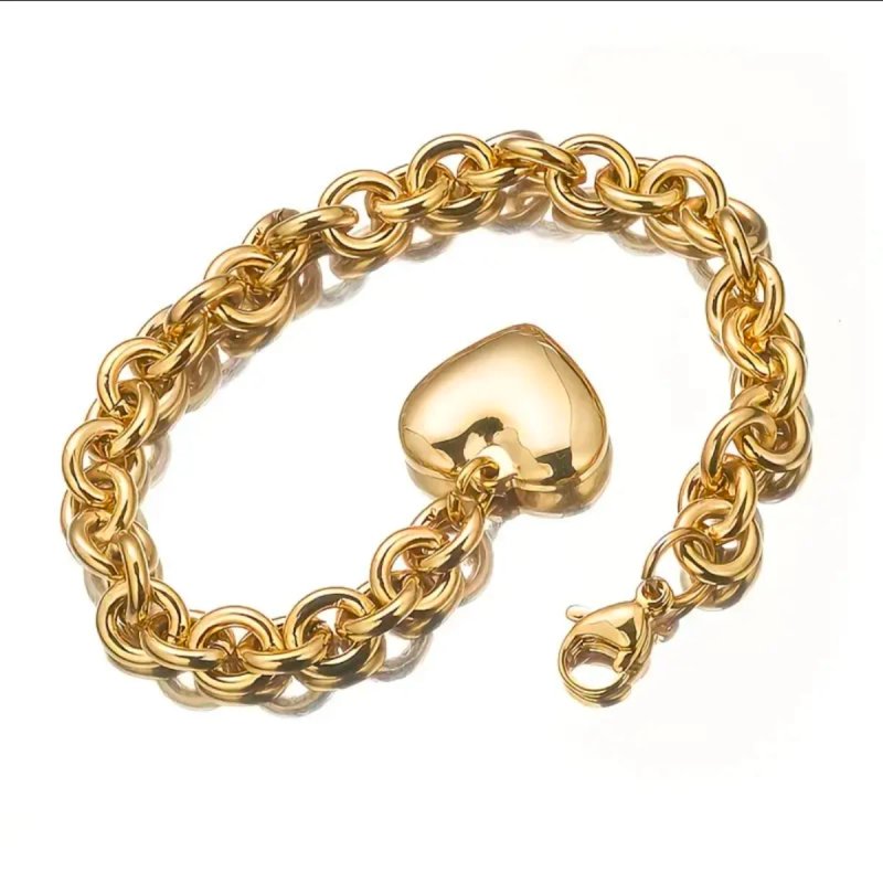 Pulsera Acero Dorado Corazón