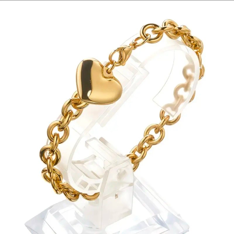 Pulsera Acero Dorado Corazón