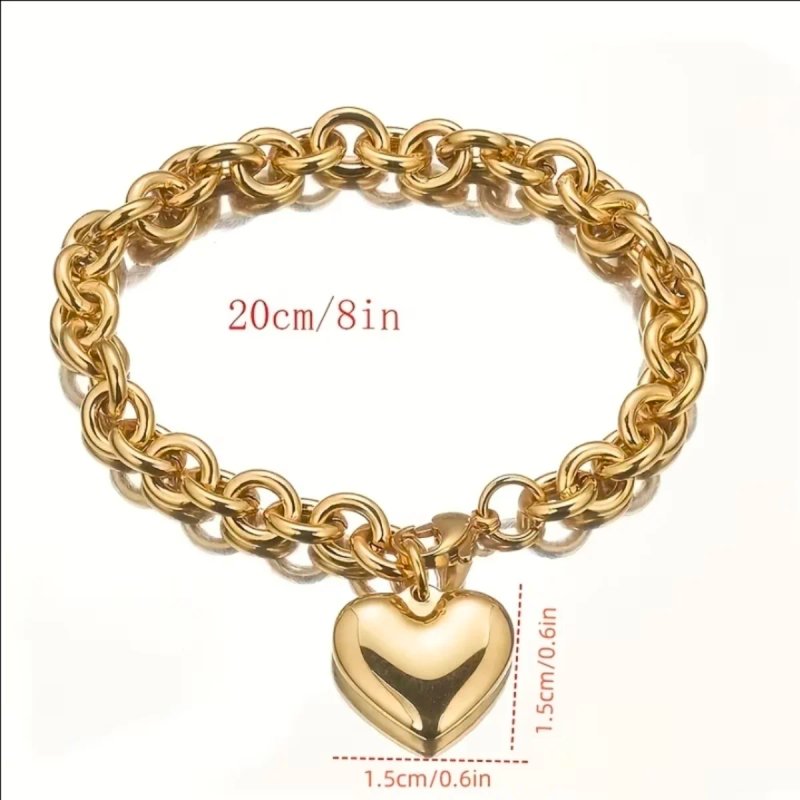 Pulsera Acero Dorado Corazón
